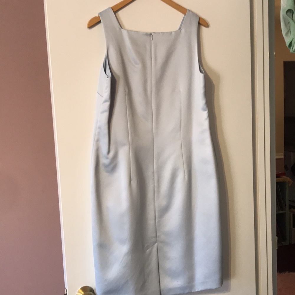 Vintage 90’s Floral Satin Sleeveless Square Neck Dress 14 Baby Spice Blue Y2k xl - Picture 6 of 17